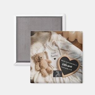 Minimale Schwangerschaftsankündigung mit Teddy 'Be Magnet