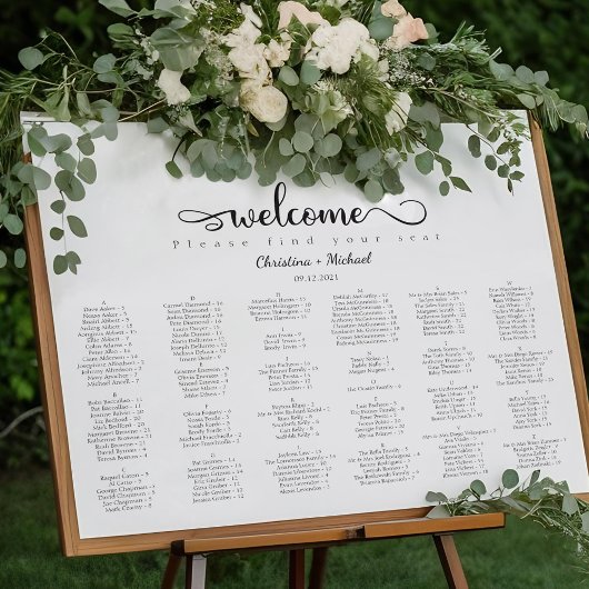 Minimale schwarz-alphabetische Hochzeitstabelle Poster