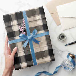 Minimale Schwarz Beige Fein Kariert Sand Karomuste Geschenkpapier