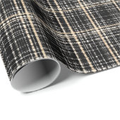 Minimale Schwarz Beige Fein Kariert Sand Karomuste Geschenkpapier (Rolleneckpunkt)