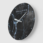Minimale Schwarz-Blau-Marmor-Uhren Personalisiert Große Wanduhr (Winkel)