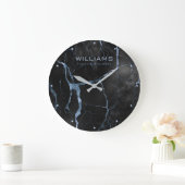 Minimale Schwarz-Blau-Marmor-Uhren Personalisiert Große Wanduhr (Zuhause)
