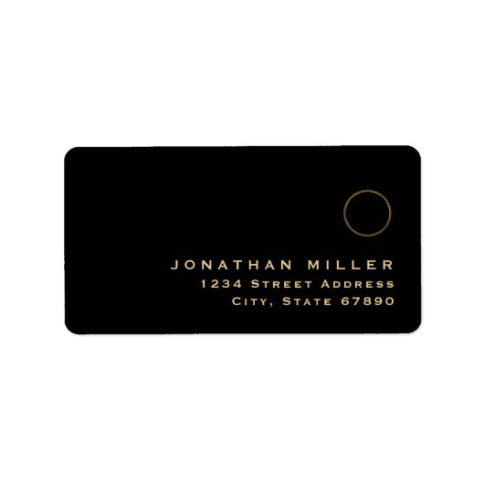 Minimale Schwarz gebürstete Gold Monogram Rücksend Adressaufkleber (Vorne)