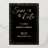 Minimale Schwarz-Gold-Hochzeit speichern Sie das D Folieneinladung (Vorderseite)
