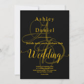 Minimale Schwarz-Gold-Monogramm-Delikatesse Einladung (Vorderseite)