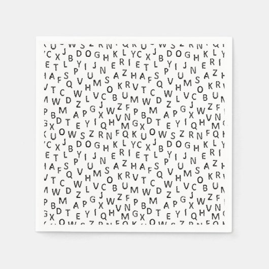 Minimale Schwarz-Weiß-Alphabet-Muster Serviette (Vorderseite)