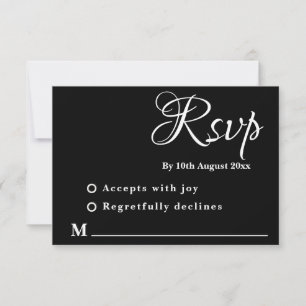 Minimale Schwarz-Weiß-Antwort-Karte RSVP Karte