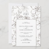 Minimale Schwarz-Weiß-Bläschen-Chic Monogramm-Hoch Einladung (Vorderseite)