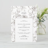 Minimale Schwarz-Weiß-Bläschen-Chic Monogramm-Hoch Einladung (Stehend Vorderseite)