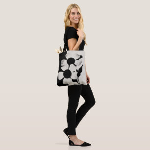 Minimale Schwarz-Weiß-Blumenmuster Tasche