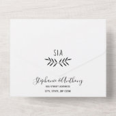 Minimale Schwarz-Weiß-Branch-Kalligrafie-Hochzeit All In One Einladung (Rückseite)