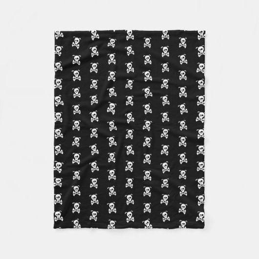 Minimale Schwarz-Weiß-Doggy Schädel und Kreuze Fleecedecke (Vorderseite)