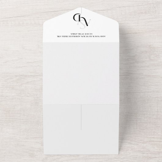 Minimale Schwarz-Weiß-Einfache Hochzeit All In One Einladung (Außenbereich)