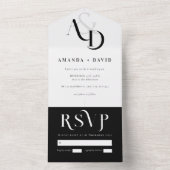 Minimale Schwarz-Weiß-Einfache Hochzeit All In One Einladung (Innen Boden)