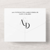 Minimale Schwarz-Weiß-Einfache Hochzeit All In One Einladung (Rückseite)