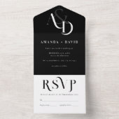 Minimale Schwarz-Weiß-Einfache Hochzeit All In One Einladung (Innen Boden)