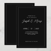 Minimale Schwarz-Weiß-Einladung Einladung (Vorne/Hinten)