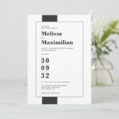 Minimale Schwarz-Weiß-Foto-Hochzeit Einladung (Stehend Vorderseite)