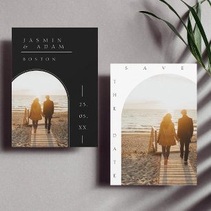 Minimale Schwarz-Weiß-Foto-Hochzeit Save The Date