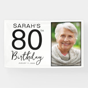 Minimale Schwarz-Weiß-Foto zum 80. Geburtstag Banner