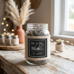 Minimale Schwarz-Weiß-Gastgeschenk Hochzeit Quadratischer Aufkleber