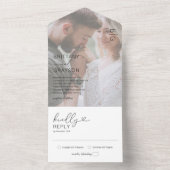 Minimale Schwarz-Weiß-Hochzeit des Fotos All In One Einladung (Innen Boden)