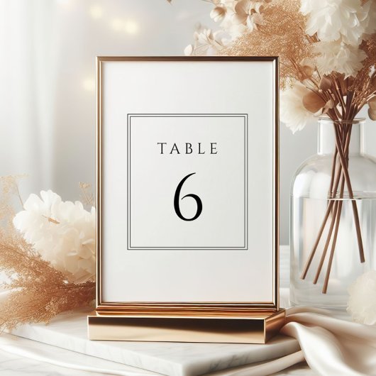 Minimale Schwarz-Weiß-Hochzeit-Tischnummern Einladung