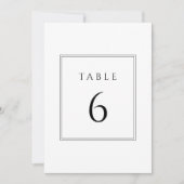 Minimale Schwarz-Weiß-Hochzeit-Tischnummern Einladung (Vorderseite)