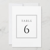 Minimale Schwarz-Weiß-Hochzeit-Tischnummern Einladung (Rückseite)