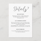 Minimale Schwarz-Weiß-Hochzeitdetails Begleitkarte (Vorderseite)