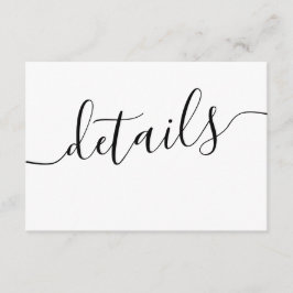 Minimale Schwarz-Weiß-Hochzeitdetails Begleitkarte