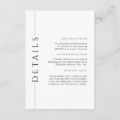 Minimale Schwarz-Weiß-Hochzeitsdetails einfügen Begleitkarte (Vorderseite)