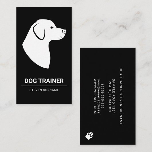 Minimale Schwarz-Weiß-Hunde-Silhouette - Hundetrai Visitenkarte (Vorne/Hinten)