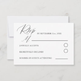Minimale Schwarz-Weiß-Kalligrafie-Hochzeit RSVP Karte