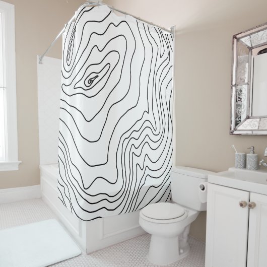 Minimale Schwarz & Weiß Linie Kunst Modernes Desig Duschvorhang (Beispiel)