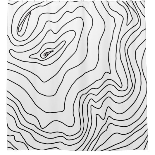 Minimale Schwarz & Weiß Linie Kunst Modernes Desig Duschvorhang (Vorderseite)