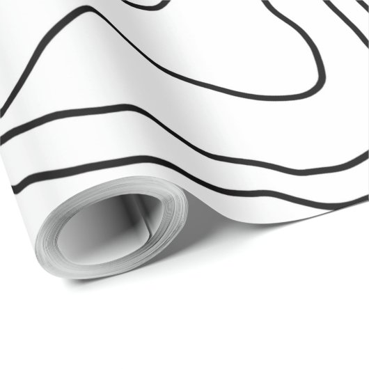 Minimale Schwarz & Weiß Linie Kunst Modernes Desig Geschenkpapier (Rolleneckpunkt)