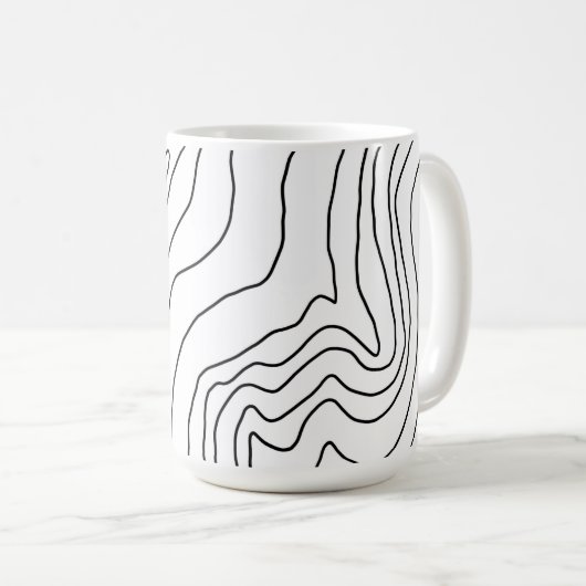 Minimale Schwarz & Weiß Linie Kunst Modernes Desig Kaffeetasse (VorderseiteRechts)