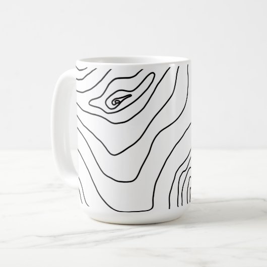 Minimale Schwarz & Weiß Linie Kunst Modernes Desig Kaffeetasse (Vorderseite Links)