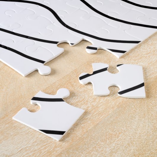 Minimale Schwarz & Weiß Linie Kunst Modernes Desig Puzzle (Seite)