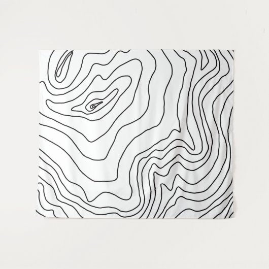 Minimale Schwarz & Weiß Linie Kunst Modernes Desig Wandteppich (Vorderseite (Horizontal))