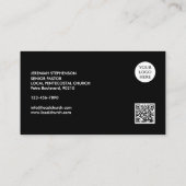Minimale Schwarz-Weiß-Logo-QR-Code PASTOR Visitenkarte (Rückseite)