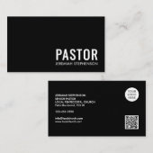 Minimale Schwarz-Weiß-Logo-QR-Code PASTOR Visitenkarte (Vorne/Hinten)