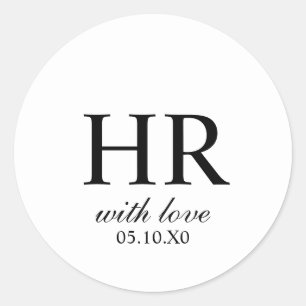 Minimale Schwarz-Weiß-Minimal Mit Liebe Monogramm Runder Aufkleber