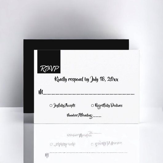 Minimale Schwarz-Weiß-Moderne einfache schicke Hoc RSVP Karte