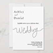 Minimale Schwarz-Weiß-Moderne schicke Hochzeit Einladung (Vorderseite)