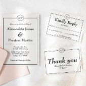 Minimale Schwarz-Weiß-Monogramm-Einladung Einladung