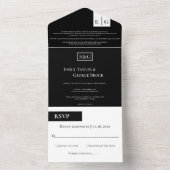 Minimale Schwarz-Weiß-Monogramm-Elegante Hochzeit All In One Einladung (Innen Boden)