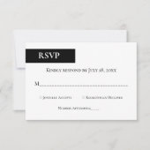 Minimale Schwarz-Weiß-Monogramm-Elegante Hochzeit RSVP Karte (Vorderseite)