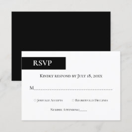 Minimale Schwarz-Weiß-Monogramm-Elegante Hochzeit RSVP Karte